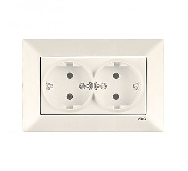 Розетка 2 скр c з/к  Меридиан крем (00000000129)