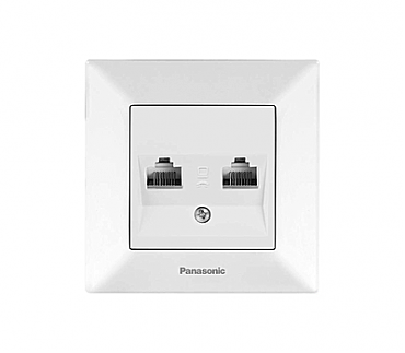 Розетка подвійна комп'ютерна RJ45, категорія 5е, біла Arkedia Panasonic (00000112086)