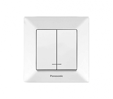 Вимикач 2кл із підсвічуванням білий Arkedia Panasonic (00000112074)