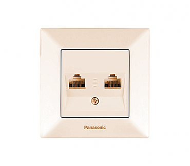 Розетка подвійна комп'ютерна RJ45, категорія 5е, крем Arkedia Panasonic (00000112106)