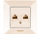 Розетка подвійна комп'ютерна RJ45, категорія 5е, крем Arkedia Panasonic