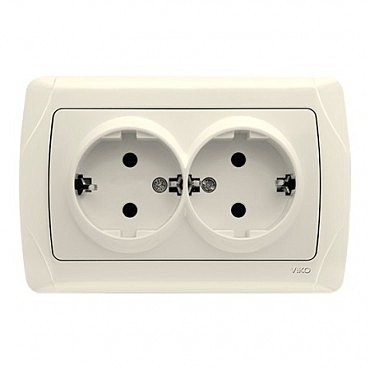 Розетка 2 скр з з/к Кармен крем (00000000041)