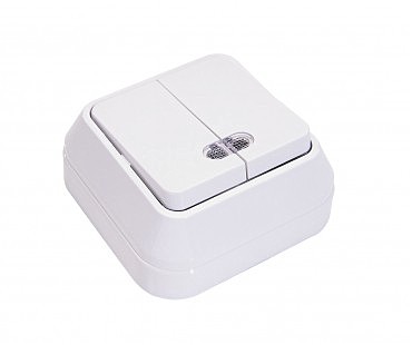 Вимикач 2кл з підсвідкою білий ІР-20  MAKEL (10/100), шт (00000107488)