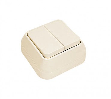 Вимикач 2кл кремовий ІР-20 MAKEL (10/100), шт (00000107491)