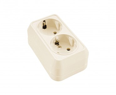 Розетка 2-а з/з кремова ІР-20 MAKEL (10/100), шт (00000107492)