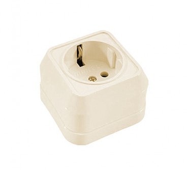 Розетка з заземленням кремова ІР-20 MAKEL (10/100), шт (00000107493)