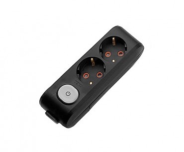 Колодка 2 гнізда c з/к + кнопка (чорна) ViKo MULTI-LET (25 шт) (00000105842)