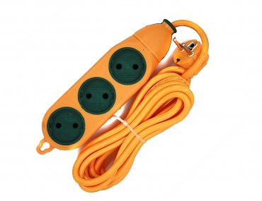 Подовжувач 3 гнізда, двостороння колодка без з / до, помаранчева, ударостійка, 2 метри (00000115018)