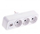 Розгалужувач потрійний прямий з заземленням с USB FAR (20/120 шт)