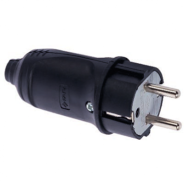 Вилка пряма з заземленням каучукова FAR (50/300 шт) (00000124276)