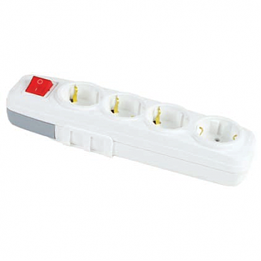 Колодка 4 ГН із заземленням, з вимикачем FAR LARA (20/120 шт) (00000124204)